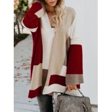 Women Casual Loose Color Block Sweaters