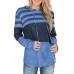 Women Christmas Elk Stripe Patchwork Casual Long Sleeve Drawstring Hoodies