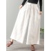 Women Casual Drawstring Waist Solid Color High Waist Wide Leg Pants With Pocket