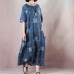 stylish blue linen dresses trendy plus size o neck exra large hem caftans 2018 short sleeve baggy dresses caftans