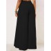 Women Solid Color Bowknot Pleated Loose Casual Wide Leg Pants