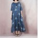 stylish blue linen dresses trendy plus size o neck exra large hem caftans 2018 short sleeve baggy dresses caftans