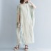 boutique beige cotton linen dress casual O neck baggy dresses cotton linen dresses 2018 batwing Sleeve exra large hem gown