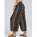 Bohemia Ethnic Print Elastic High Waist Wide Leg Lounge Pants For Women