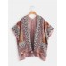 Women Printed Cardigan Shawl V  neck Batwing Sleeve Sweaters with Pocket