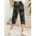 100  Cotton Abstract Printing Casual Loose Pants For Women