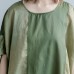 Elegant green striped linen blended dresses casual O neck baggy dresses linen blended clothing dress vintage Batwing Sleeve patchwork maxi dresses