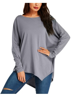 Women Long Sleeve Crewneck Loose Pullover Tunic Shirts