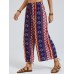 Bohemia Ethnic Print Elastic Waist Wide Leg Lounge Pants For Women