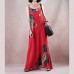 New red print holiday dress o neck sleeveless gown a silk skirts maxi dress