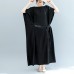 vintage black natural silk blended dress plus size o neck patchwork tie waist linen clothing dresses boutique short sleeve baggy dresses