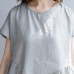 Fine brown long linen dresses plus size clothing o neck patchwork gown Elegant short sleeve baggy dresses